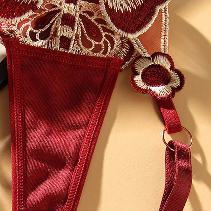 Tanga de Renda Borboleta Fio Dental Ajustável