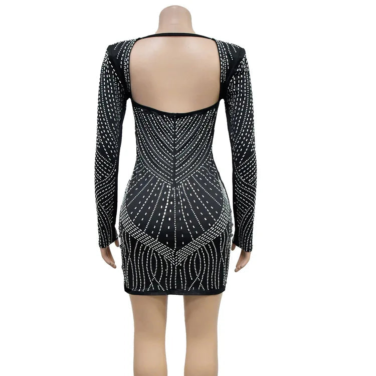 Mini Vestido com Strass Segredos da Noite