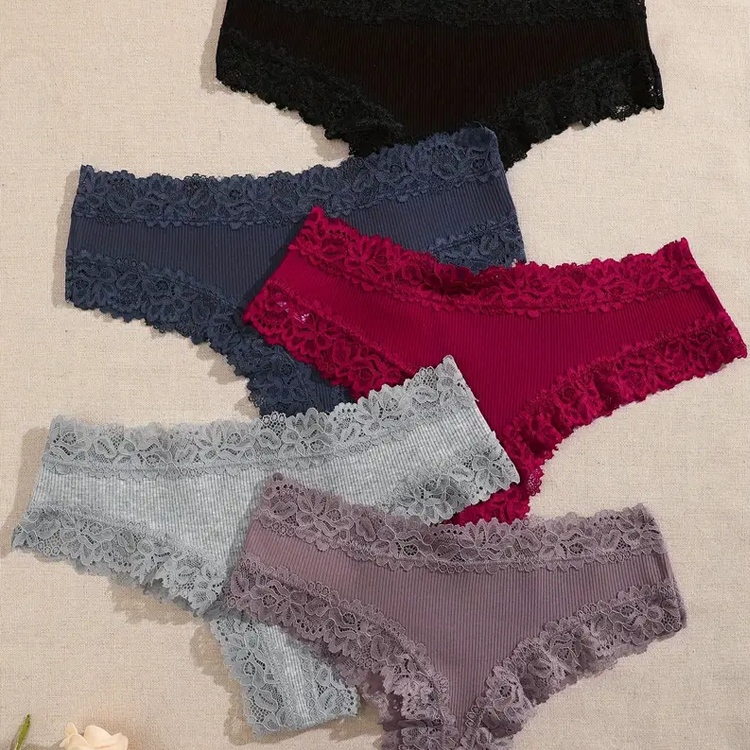 Calcinha Sexy de Algodão Floral 5 Peças