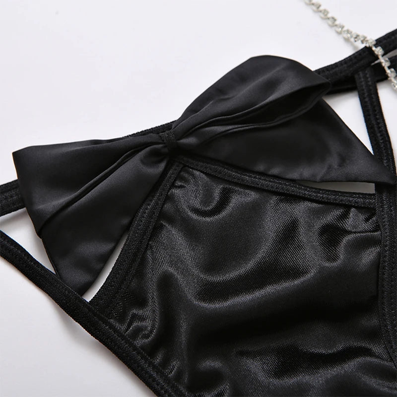 Roupa interior sexy quente 3 peças recorte perspectiva conjunto de sutiã feminino arco lingerie sexy + conjuntos de tanga sólida com ligas conjunto de roupa interior sexual