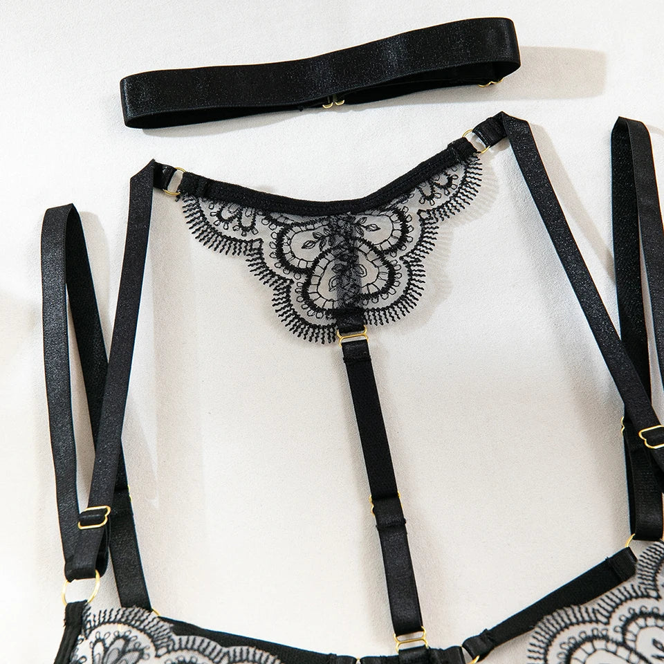Conjunto Lingerie de Luxo Sexy Romântico