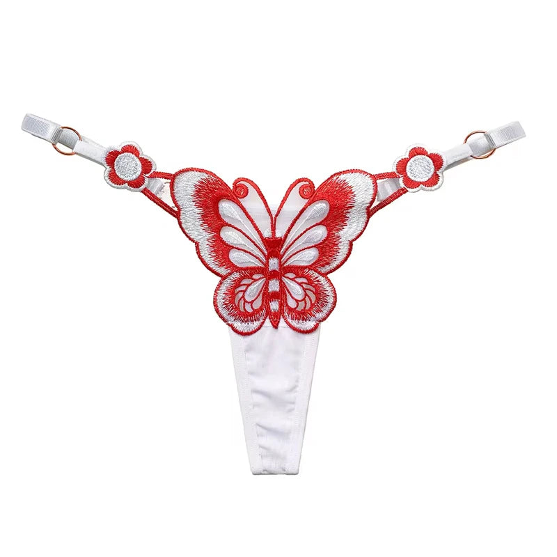 Tanga de Renda Borboleta Fio Dental Ajustável