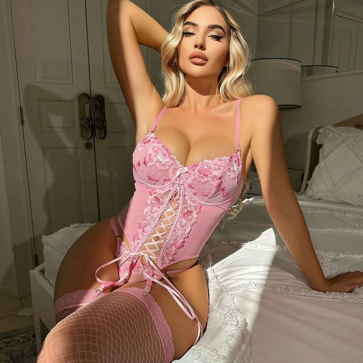 Lingerie Corset de 3 Peças com Cadarço