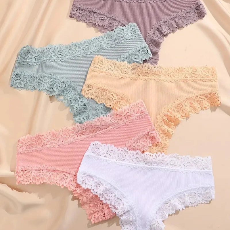 Calcinha Sexy de Algodão Floral 5 Peças