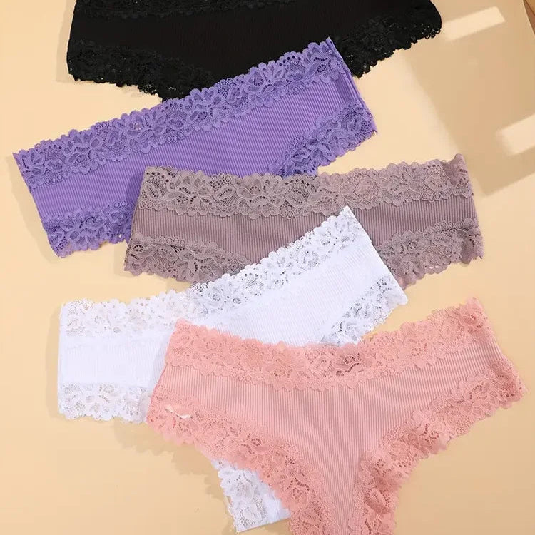 Calcinha Sexy de Algodão Floral 5 Peças