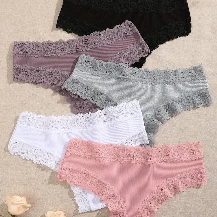 Calcinha Sexy de Algodão Floral 5 Peças