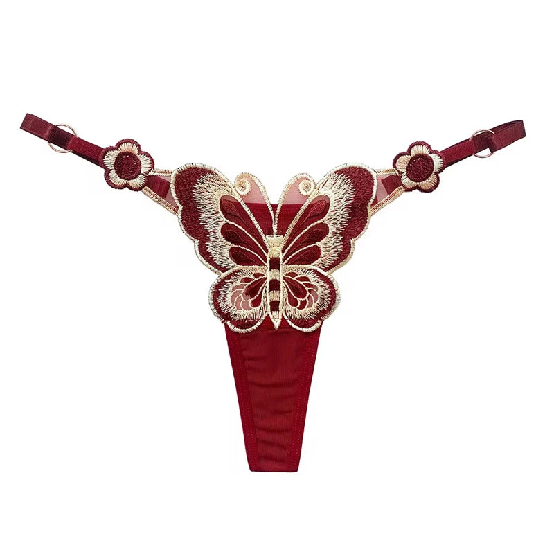 Tanga de Renda Borboleta Fio Dental Ajustável