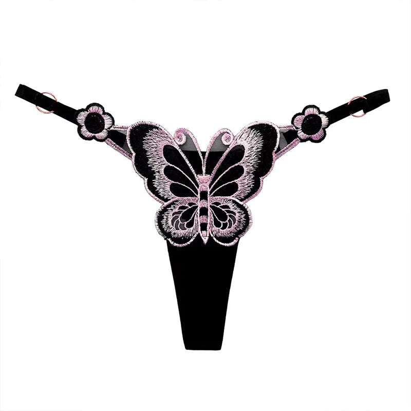 Tanga de Renda Borboleta Fio Dental Ajustável