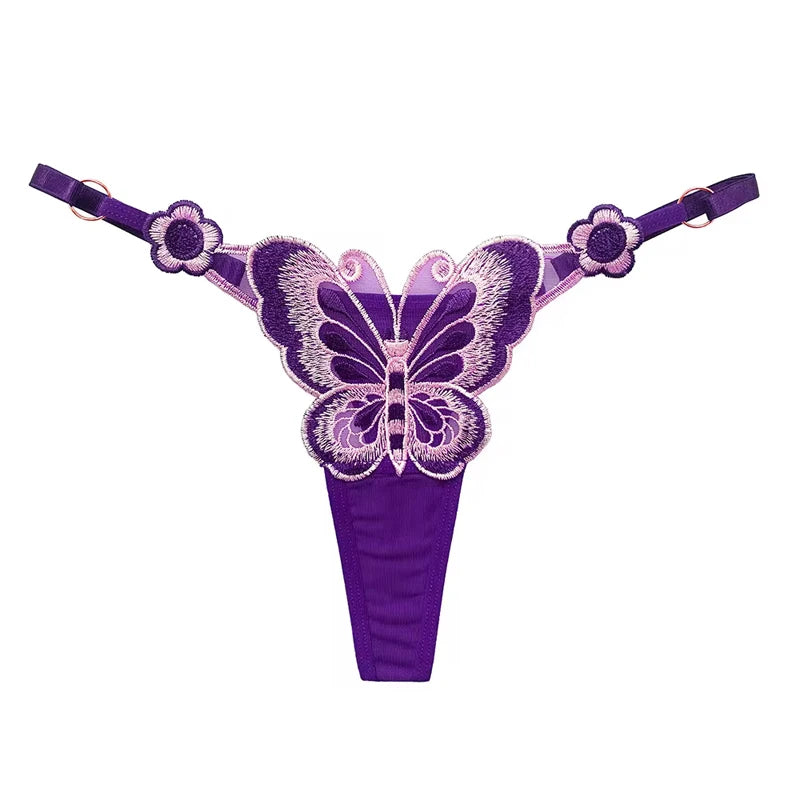 Tanga de Renda Borboleta Fio Dental Ajustável