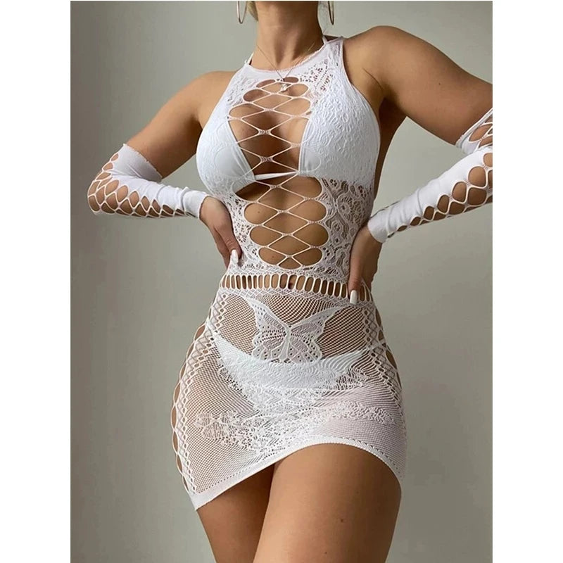 Lingerie Catsuit Transparentes Virilha Aberta