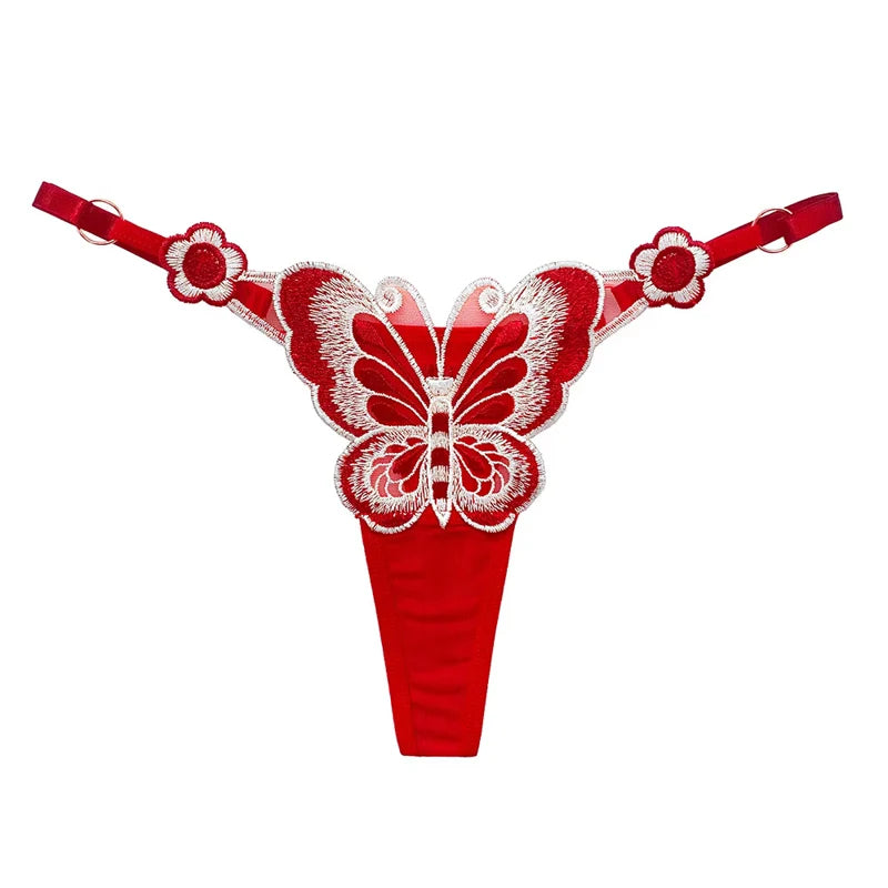 Tanga de Renda Borboleta Fio Dental Ajustável