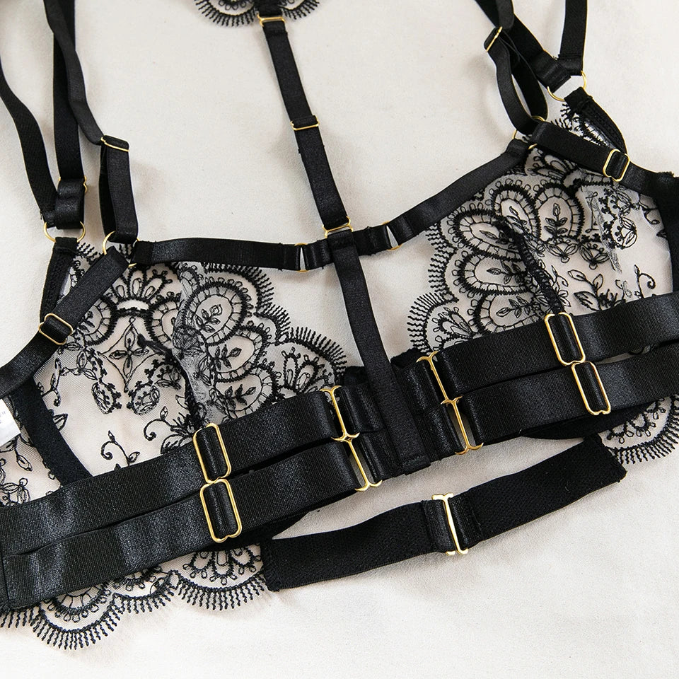 Conjunto Lingerie de Luxo Sexy Romântico