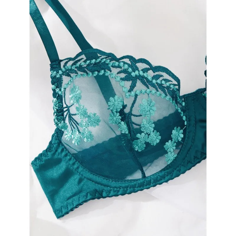 Toucheart conjunto de 4 peças bordado retalhos sexy corpo-shaping lingerie para mulheres liga dura cinto sutiã de renda senhoras sexy roupa interior