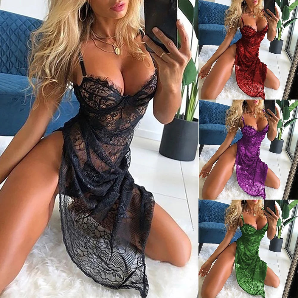 Lingerie Exótica Transparente Decote em V Profundo