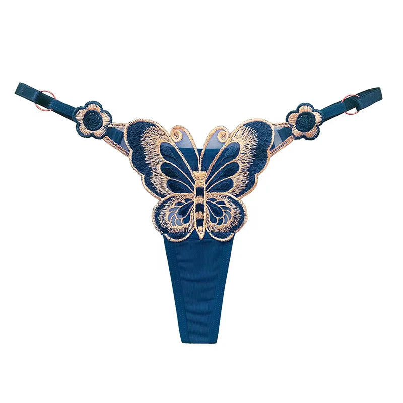 Tanga de Renda Borboleta Fio Dental Ajustável