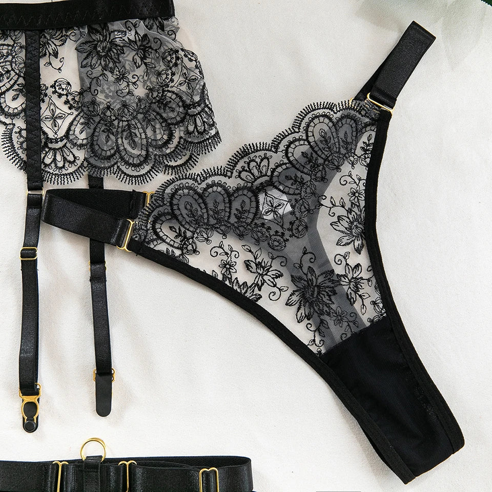 Conjunto Lingerie de Luxo Sexy Romântico