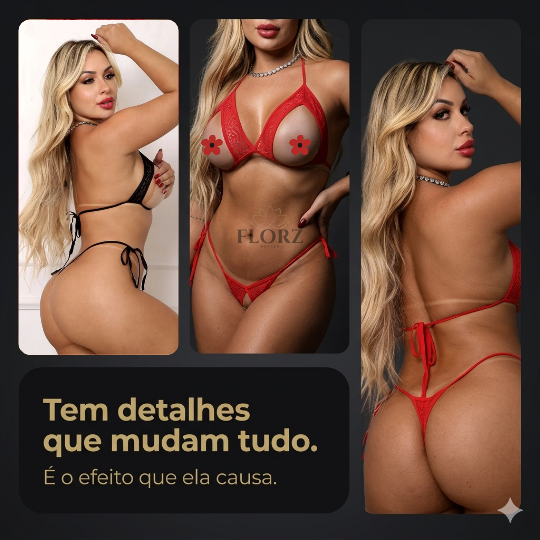 Conjunto Lingerie Desejo Apressado com Abertura