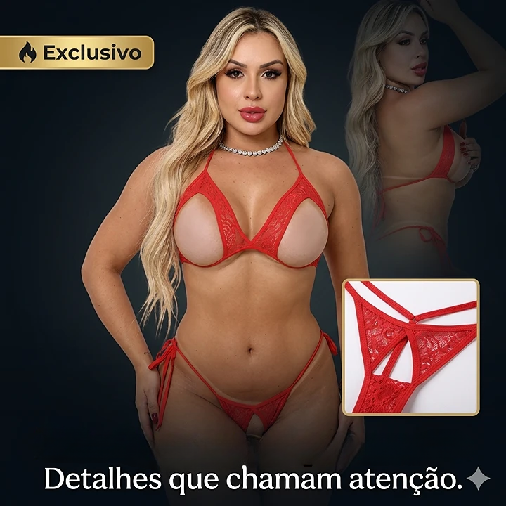 Conjunto Lingerie Desejo Apressado com Abertura