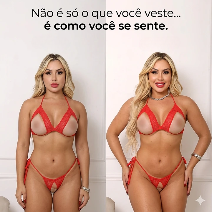 Conjunto Lingerie Desejo Apressado com Abertura