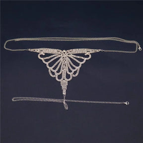 Luxo strass lingerie conjunto nova boate sexy corpo corrente biquíni corpo corrente bling strass sutiã e tanga conjunto de jóias presente