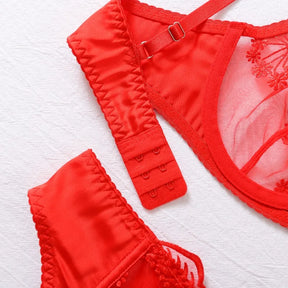 Toucheart conjunto de 4 peças bordado retalhos sexy corpo-shaping lingerie para mulheres liga dura cinto sutiã de renda senhoras sexy roupa interior