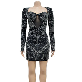 Mini Vestido com Strass Segredos da Noite