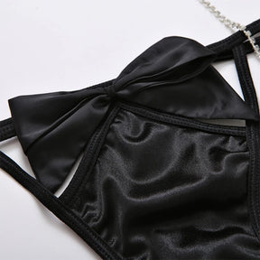 Roupa interior sexy quente 3 peças recorte perspectiva conjunto de sutiã feminino arco lingerie sexy + conjuntos de tanga sólida com ligas conjunto de roupa interior sexual