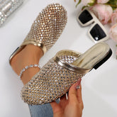 Sandália Rasteira Deluxe Strass Brilhante