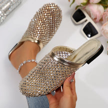 Sandália Rasteira Deluxe Strass Brilhante