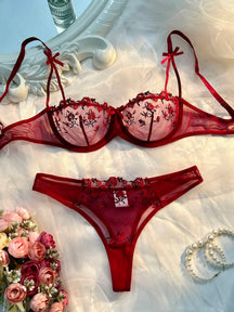 Lingerie Charmosa Floral Bordada 2 Peças