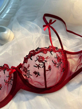 Lingerie Charmosa Floral Bordada 2 Peças
