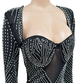 Mini Vestido com Strass Segredos da Noite