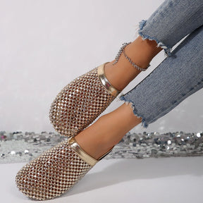 Sandália Rasteira Deluxe Strass Brilhante