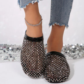 Sandália Rasteira Deluxe Strass Brilhante