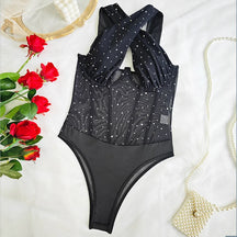 Body Brilhante Sem Costas Renda Provocante
