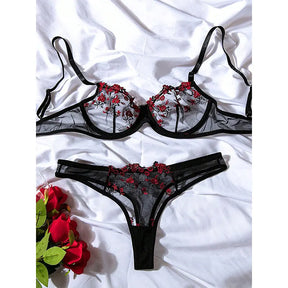 Lingerie Charmosa Floral Bordada 2 Peças