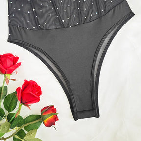 Body Brilhante Sem Costas Renda Provocante