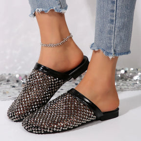 Sandália Rasteira Deluxe Strass Brilhante