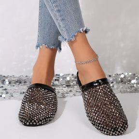 Sandália Rasteira Deluxe Strass Brilhante