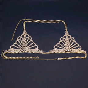 Luxo strass lingerie conjunto nova boate sexy corpo corrente biquíni corpo corrente bling strass sutiã e tanga conjunto de jóias presente