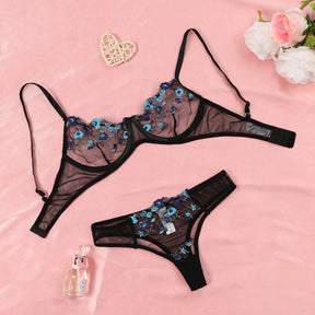 Lingerie Charmosa Floral Bordada 2 Peças