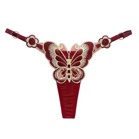 Tanga de Renda Borboleta Fio Dental Ajustável