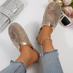 Sandália Rasteira Deluxe Strass Brilhante