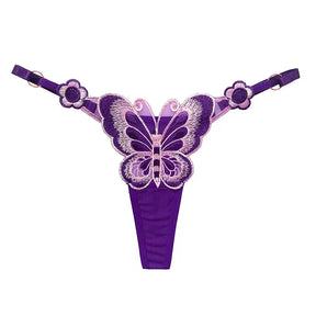 Tanga de Renda Borboleta Fio Dental Ajustável