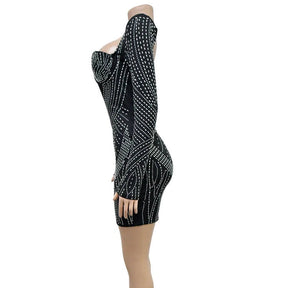 Mini Vestido com Strass Segredos da Noite