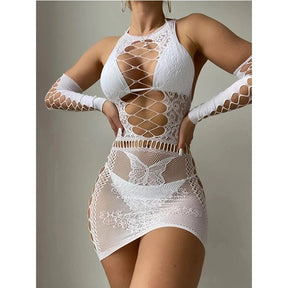 Lingerie Catsuit Transparentes Virilha Aberta
