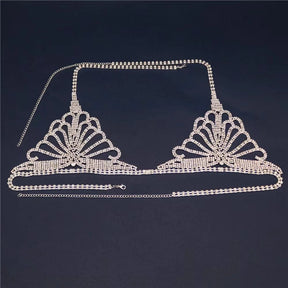 Luxo strass lingerie conjunto nova boate sexy corpo corrente biquíni corpo corrente bling strass sutiã e tanga conjunto de jóias presente