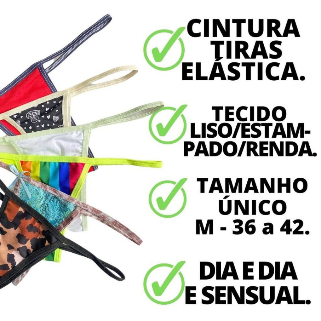 Kit 5 Tangas Fio Dental Sensual Touch