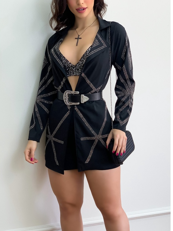 Blazer Alfaiataria Glam Strass Estelar