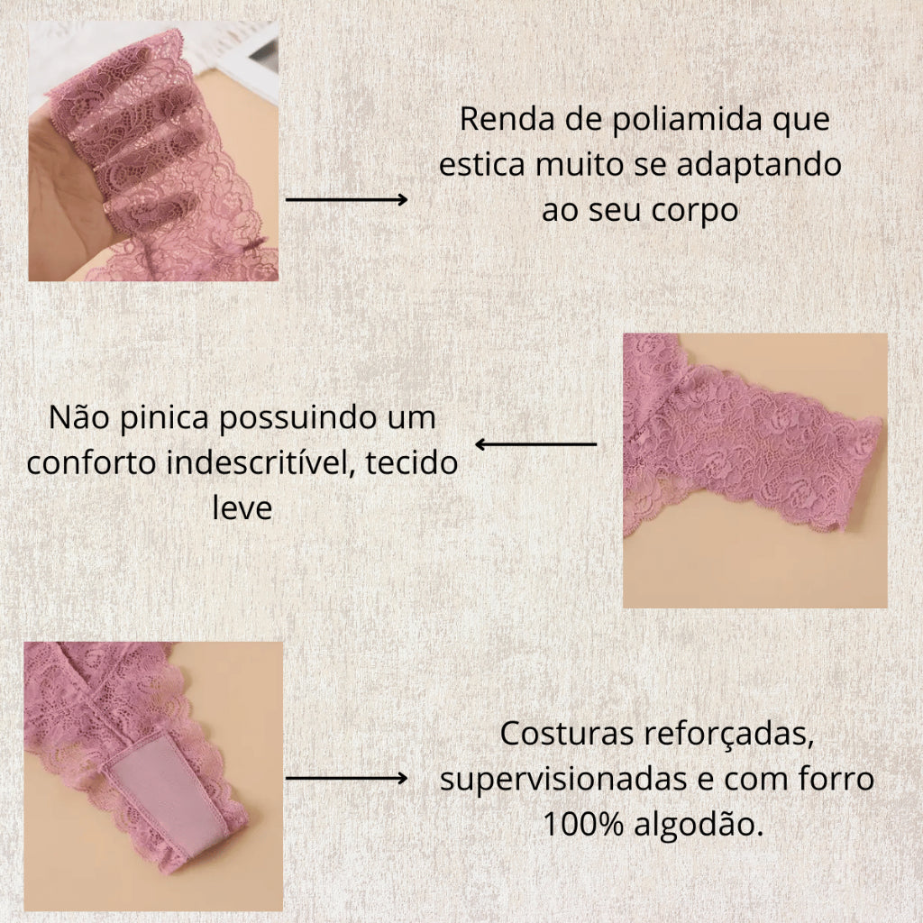 Kit 10 Calcinhas Asa Delta Renda Soft Curve